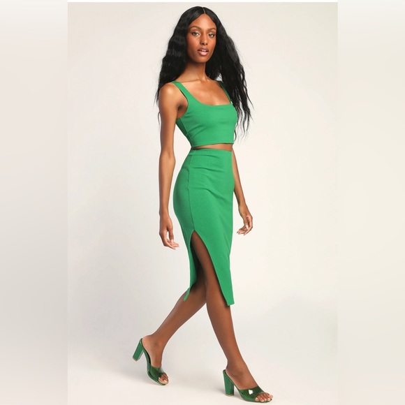 Lulus Dresses & Skirts - Lulus Green Ribbed Bodycon Two-Piece Dress - Medium